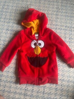 Sesame Street Red Elmo Hooded Zip-Up Sweatshirt with Yellow Lining
